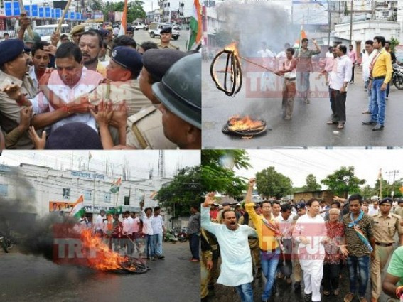 Not even 50 Congress picketers arrested, but whole Agartala stays paralyzed : BSNL, State Bank, all Govt officials take rest : Congress, CPI-M’s dirty ‘bandh’ politics hits poor Not even 50 Congress picketers arrested, but whole Agartala stays paralyzed : BSNL, State Bank, all Govt officials take rest : Congress, CPI-M’s dirty ‘bandh’ politics hits poor